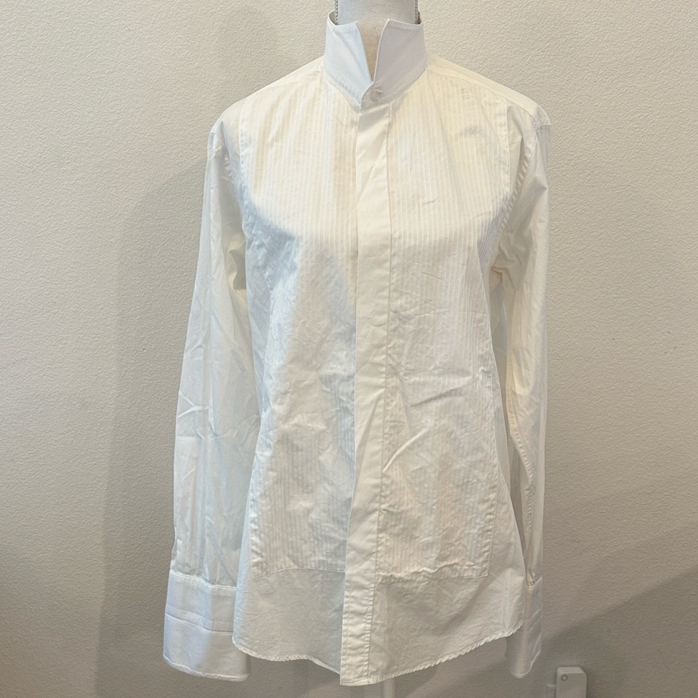 Fiordelli’s Men's White Stand-Collar Dress Shirt
